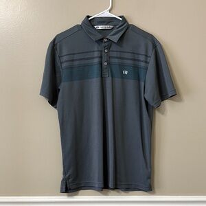 Travis Mathew Grey & Blue Short Sleeve Golf Polo